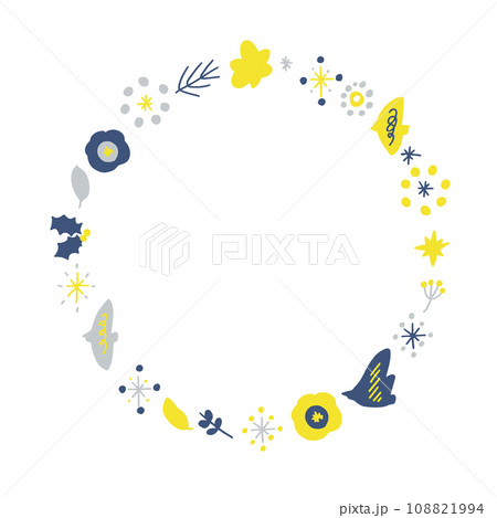 北欧風の草木イラスト。北欧カラーの草木と鳥のベクターイラスト。 北欧風の草木イラスト。北欧カラーの草木と鳥のベクターイラスト。 108821994