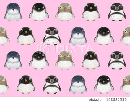 フワフワ鳥のシームレスパターンE-②-4 フワフワ鳥のシームレスパターンE-②-4 108822536