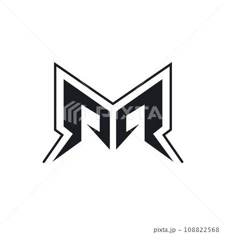 black M letter or abstract RR letter logo vector concept design 108822568
