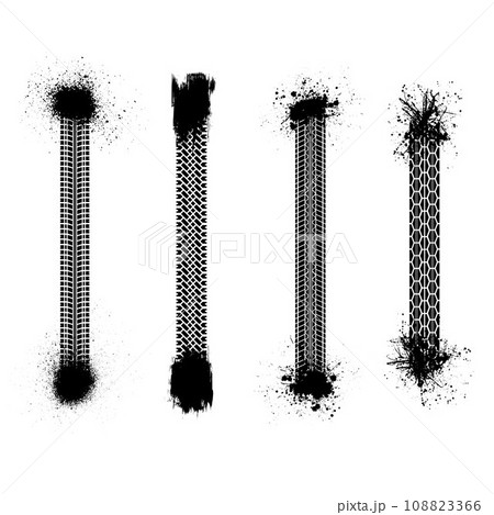 Ink blots tire track silhouettes 108823366