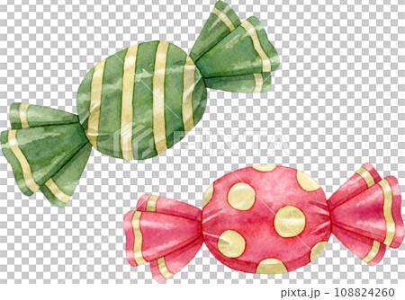 Watercolor illustration of candies in Christmas colors Watercolor illustration of candies in Christmas colors 108824260