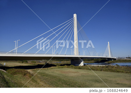 多摩川に架かる府中四谷橋 108824649