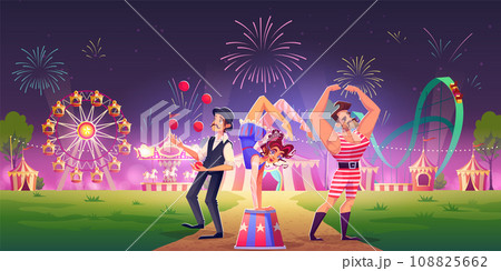 Circus or carnival artists in amusement park Circus or carnival artists in amusement park 108825662