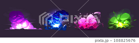 Explosion effects set isolated on background 108825676