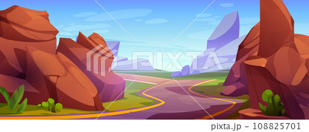 Winding mountain road perspective Winding mountain road perspective 108825701