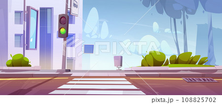 City street with road crossing and traffic light City street with road crossing and traffic light 108825702