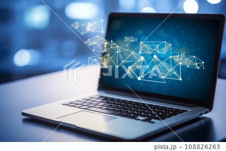 email interface on a laptop, Include elements that suggest an email marketing campaign in progress, clous up email interface on a laptop, Include elements that suggest an email marketing campaign in progress, clous up 108826263