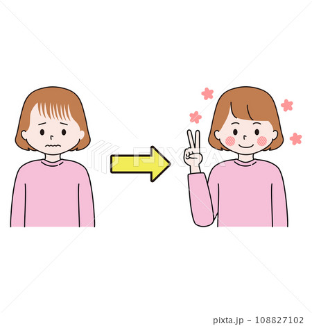 FAGA　前髪の抜け毛の治療に成功した女性　ピース 108827102