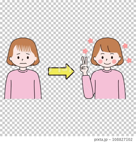 FAGA　前髪の抜け毛の治療に成功した女性　ピース 108827102