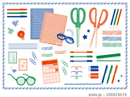 文房具のイラストセット 文房具のイラストセット 108828019