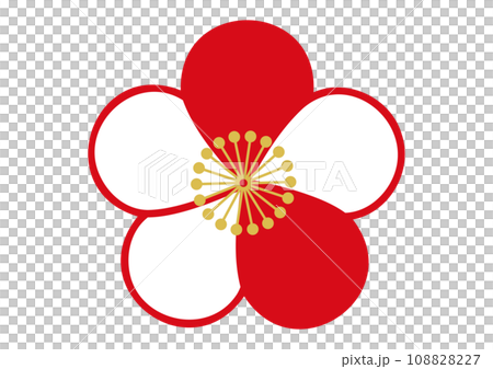 梅花圖示紅白對比標記素材時尚梅花花瓣插畫 108828227