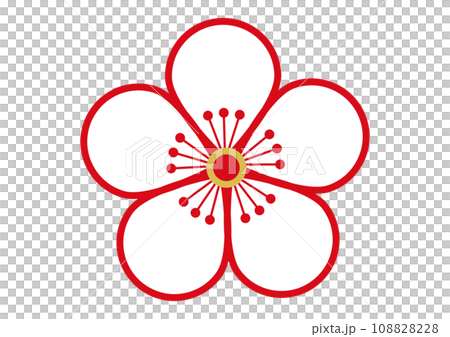 梅花圖示 現代日式簡約白梅 白梅花瓣插畫 馬克素材 108828228