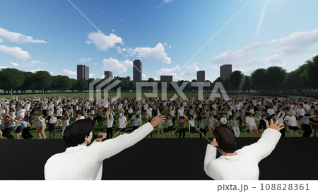 野外ライブ会場 イベント 歌手あり(ステージ シートあり) 観客あり イラストCG 野外ライブ会場 イベント 歌手あり(ステージ シートあり) 観客あり イラストCG 108828361