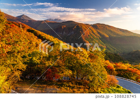 《栃木県》紅葉最盛期の日光いろは坂・夜明けの黒髪平の眺望 108828745