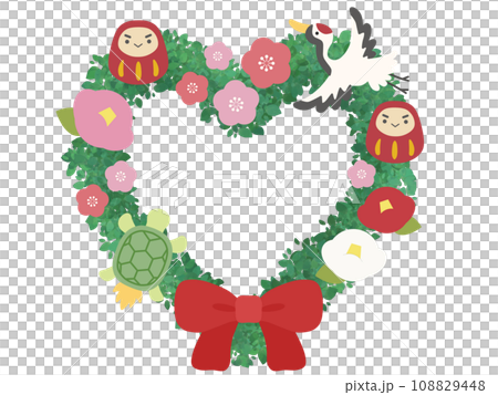 新年心形花環 108829448