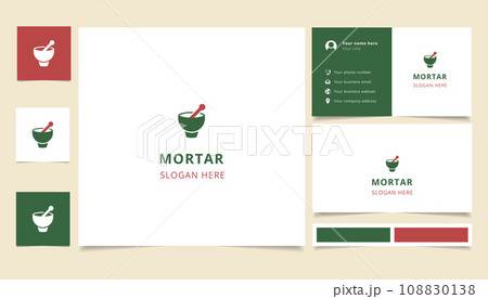 Mortar logo design with editable slogan. Branding book and business card template. 108830138