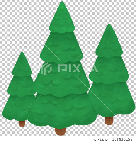 Pine trees, hand-drawn element for card and background 108830155
