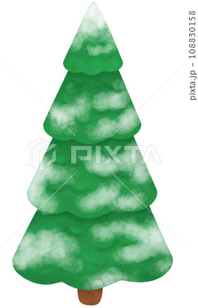 Isolated pine tree with snow, Christmas tree, hand drawn element for card and background 108830158