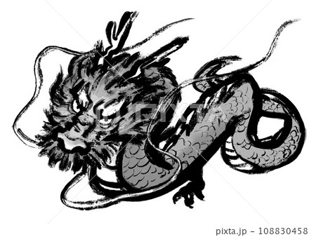 墨で描いた龍のイラスト素材 [108830458] - PIXTA