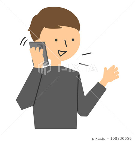 スマートフォンで通話する男性のイラスト スマートフォンで通話する男性のイラスト 108830659