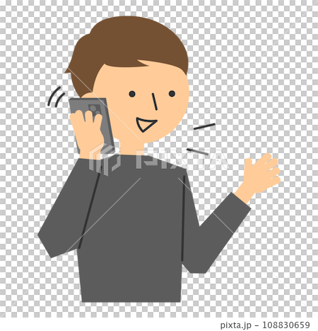 スマートフォンで通話する男性のイラスト 108830659
