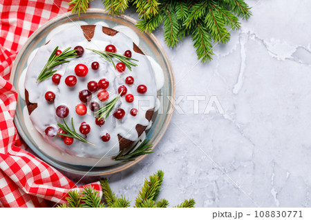 Delicious Christmas cake, a festive holiday treat. Delicious Christmas cake, a festive holiday treat. 108830771