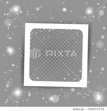 Christmas photo snow frame template with shadowsのイラスト素材 [108831576] - PIXTA