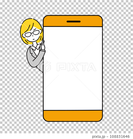 Illustration of a business woman with a smartphone 108831646