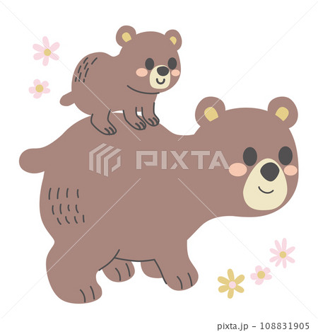 Bears Mother And Baby Flat Vector Illustration 108831905