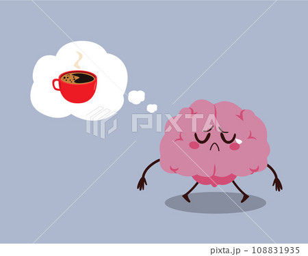 Cute Sad Brain Low Energy Concept Cute Sad Brain Low Energy Concept 108831935