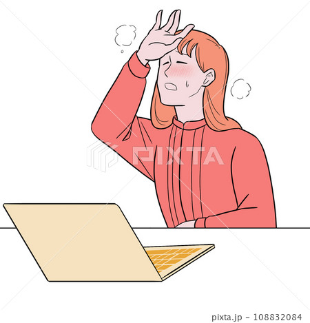職場が暑い女性のイラスト 108832084