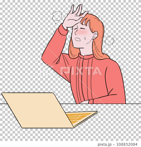 Illustration of a woman who is hot at work 108832084