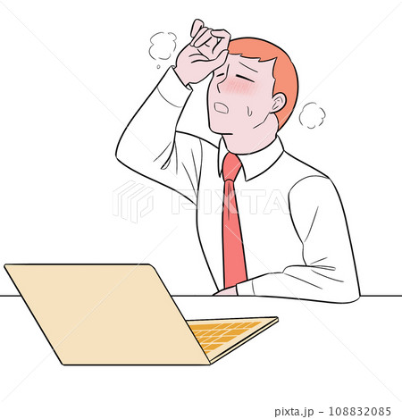 職場が暑い男性のイラスト 職場が暑い男性のイラスト 108832085