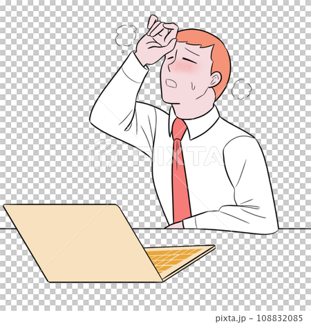 Illustration of a man who is hot at work 108832085