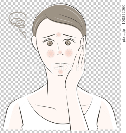 赤みのある開き毛穴に悩む女性 108832360