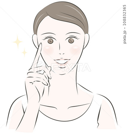 潤いのある肌に喜ぶ女性 潤いのある肌に喜ぶ女性 108832365