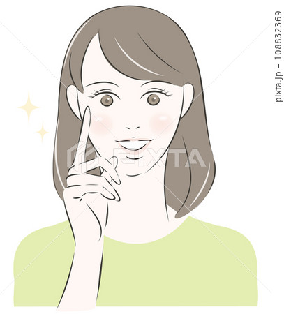 潤いのある肌に喜ぶ女性 潤いのある肌に喜ぶ女性 108832369