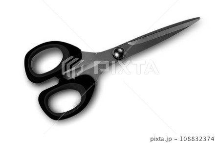 New black paper scissors isolated on a white background New black paper scissors isolated on a white background 108832374