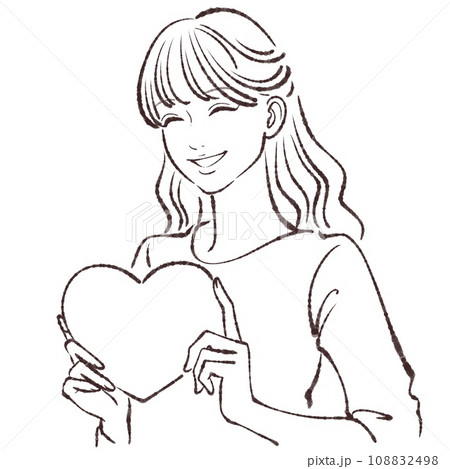 ハートを持つ女性のイラスト素材 ハートを持つ女性のイラスト素材 108832498
