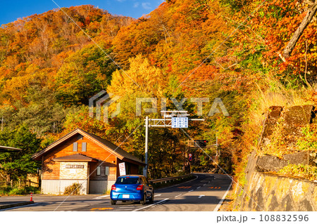 《栃木県》紅葉最盛期の日光いろは坂・明智平の眺望 《栃木県》紅葉最盛期の日光いろは坂・明智平の眺望 108832596