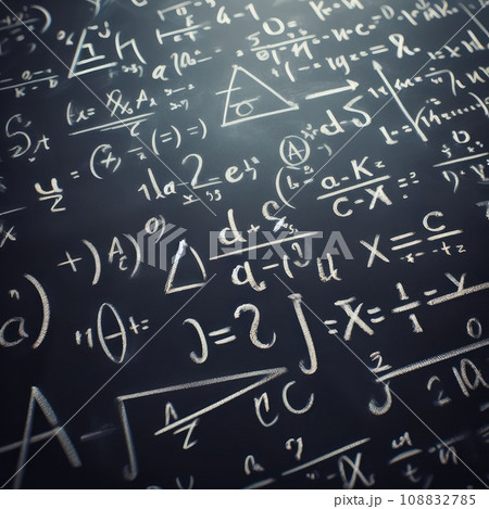 Close up of math formulas on a blackboard 108832785