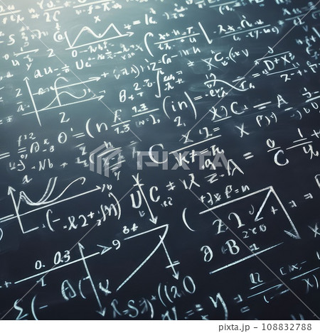 Close up of math formulas on a blackboard 108832788