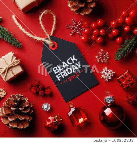 Black friday. Sale tag on the red background Black friday. Sale tag on the red background 108832835