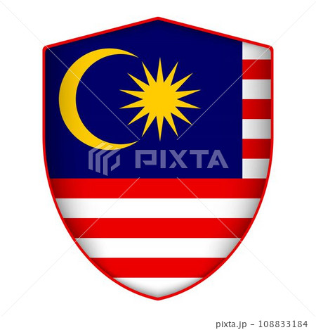 Malaysia flag in shield shape. Vector illustration. Malaysia flag in shield shape. Vector illustration. 108833184