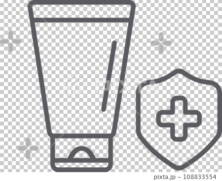 Simple sunscreen line icon. Stroke pictogram. Vector illustration isolated on a grey background. Premium quality symbol. Vector sign for mobile app and web sites. 108833554