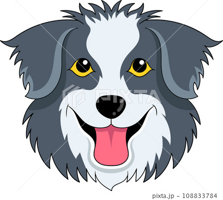 icon of a long-haired grey white dog's head 108833784