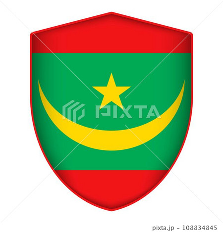 Mauritania flag in shield shape. Vector illustration. Mauritania flag in shield shape. Vector illustration. 108834845