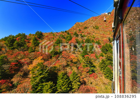 【長崎県】快晴の雲仙仁田峠の紅葉(雲仙ロープウェイ) 【長崎県】快晴の雲仙仁田峠の紅葉(雲仙ロープウェイ) 108836295