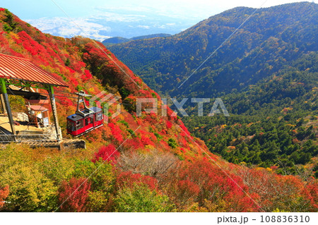 【長崎県】快晴の雲仙仁田峠の紅葉(雲仙ロープウェイ) 【長崎県】快晴の雲仙仁田峠の紅葉(雲仙ロープウェイ) 108836310