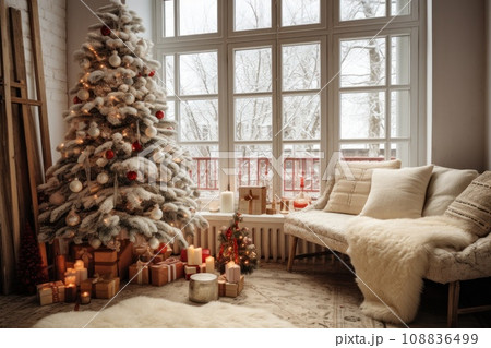 Christmas design interior in boho style Christmas design interior in boho style 108836499